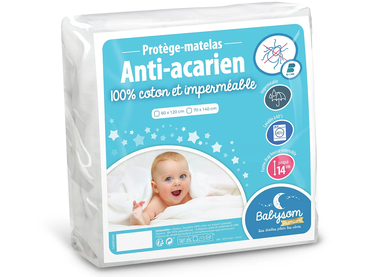 Protège Matelas Bébé Anti-acarien 70x140 cm | Alèse imperméable Silencieuse | Bouclette 100% Coton