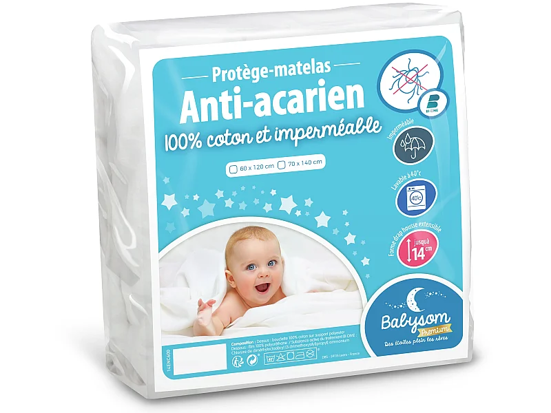 Protège Matelas Bébé Anti-acarien 70x140 cm | Alèse imperméable Silencieuse | Bouclette 100% Coton