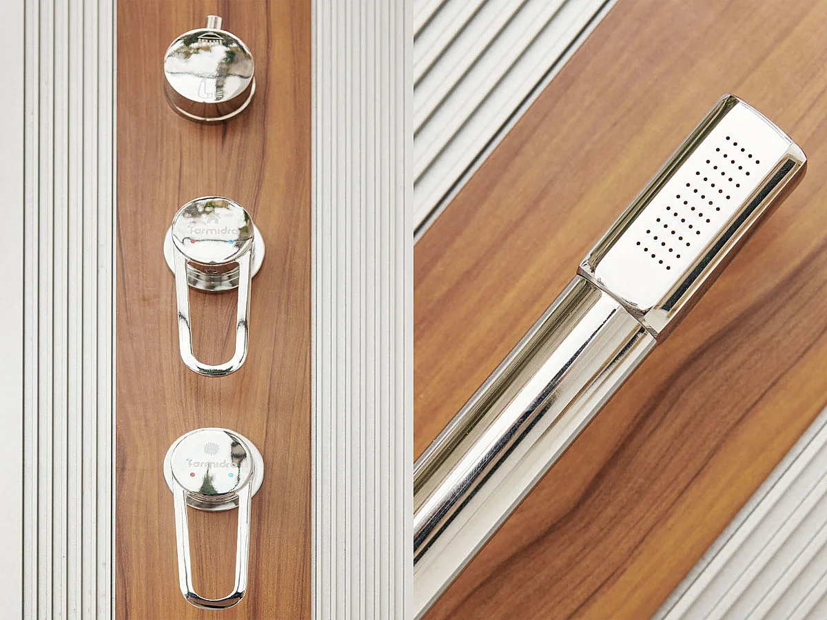 Douche solaire 40 L Dada Straight Inox habillage effet bois - Formidra