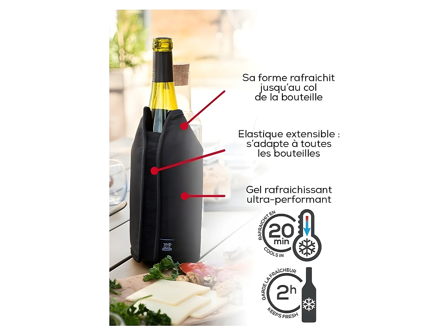 Coffret rafraichisseur Frizz gris et bouchon à champagne Line carbone