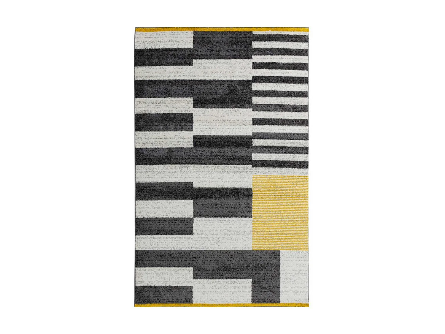 tapis entrée 50x80 tissé jaune et gris rectangle motif géométrique LIGNAL