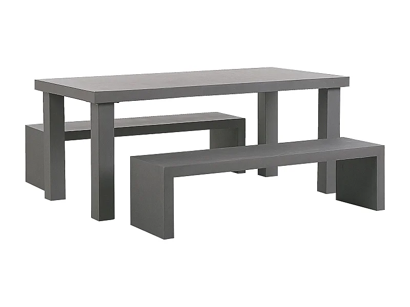 Salle à manger de jardin avec bancs 4 places TARANTO Béton Gris