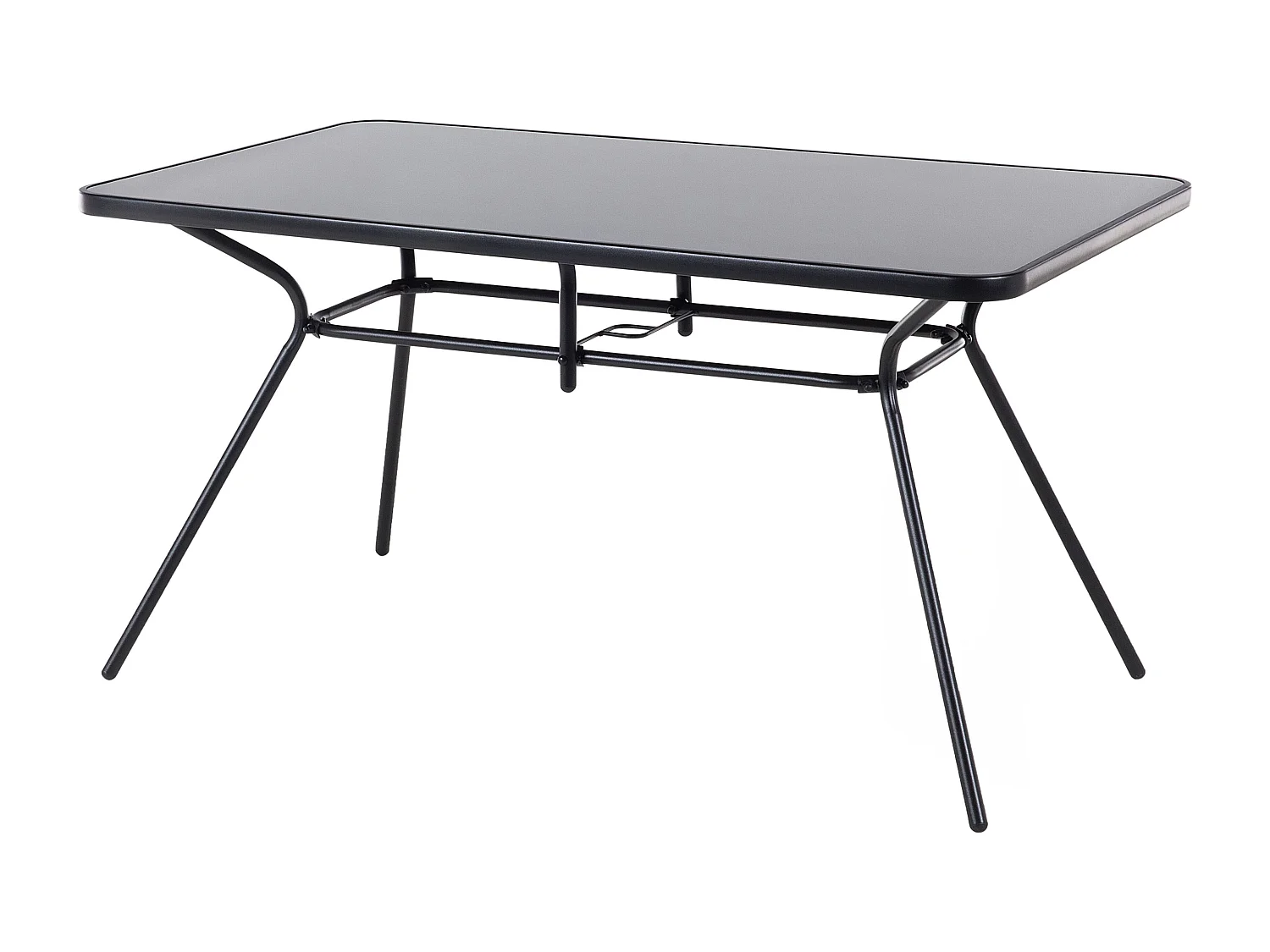 Gartenmöbel Set 7-teilig Stahl schwarz Tisch mit 6 Stühlen Sicherheitsglas Livo