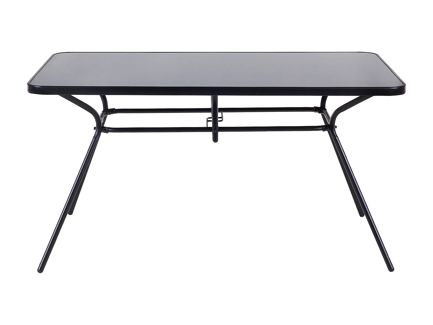 Gartenmöbel Set 7-teilig Stahl schwarz Tisch mit 6 Stühlen Sicherheitsglas Livo