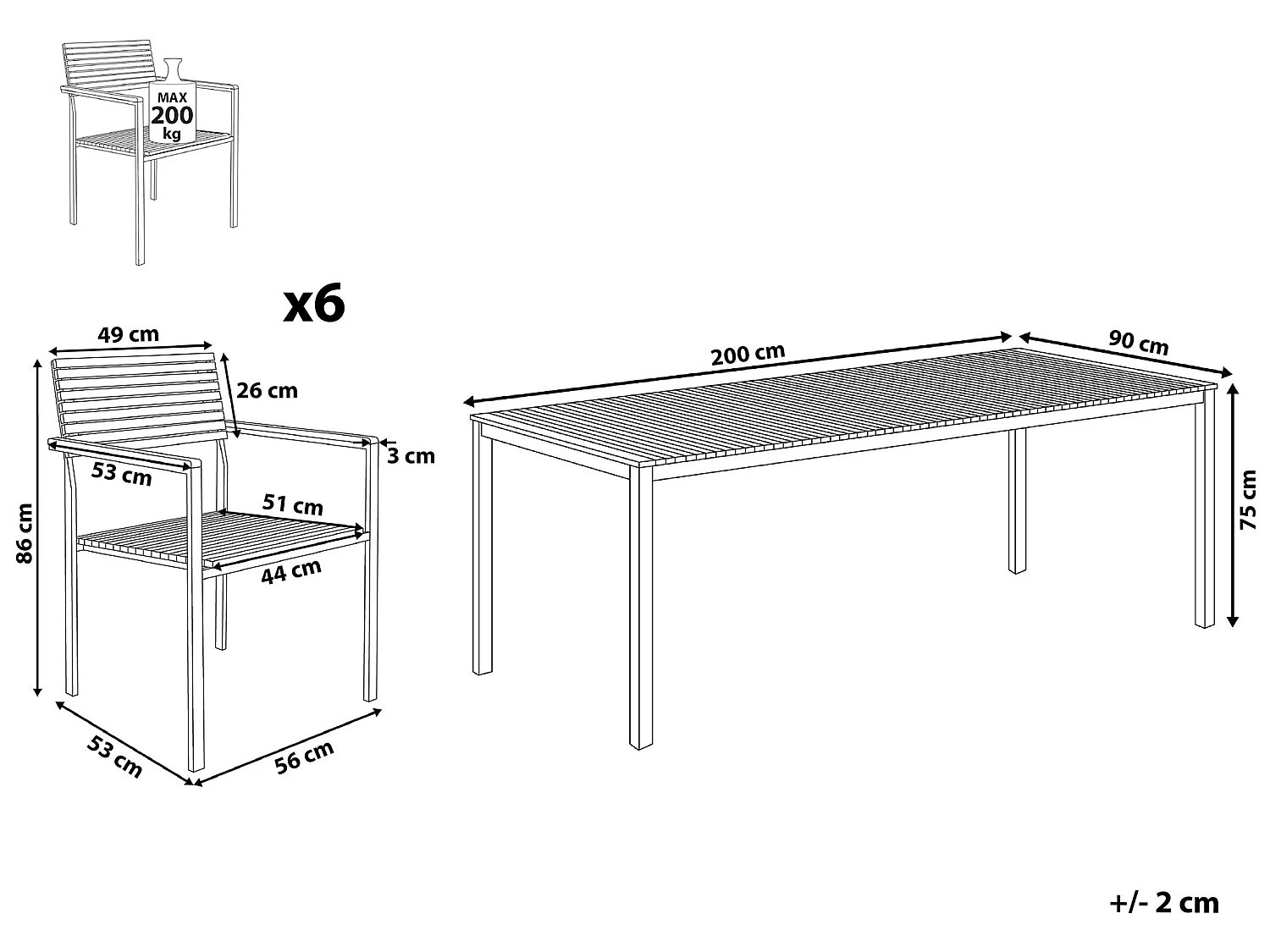Tuintafelset Hout Lichte houtkleur VIAREGGIO