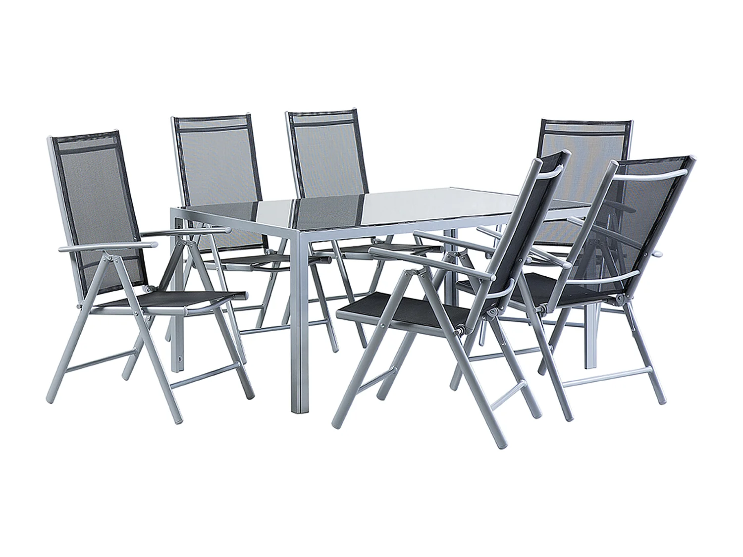 Gartenmöbel Set Tisch 6 Stühle Sitzgruppe Essgruppe Gartenset Schwarz Catania