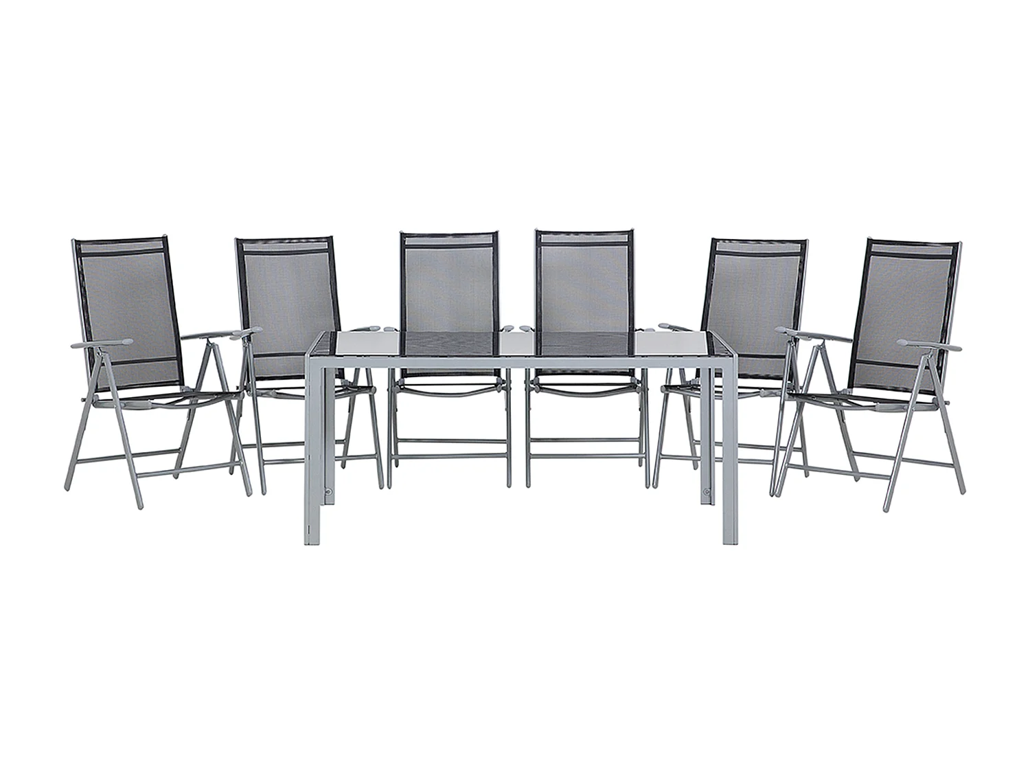 Gartenmöbel Set Tisch 6 Stühle Sitzgruppe Essgruppe Gartenset Schwarz Catania