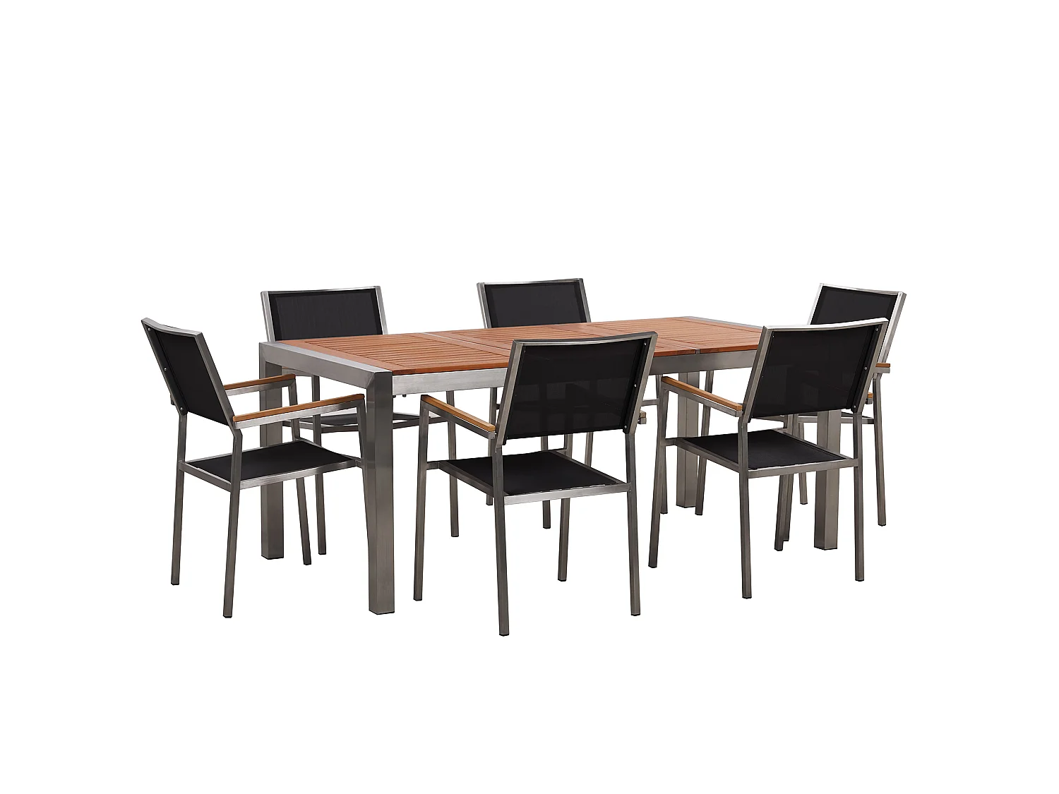 Salle à manger de jardin 6 places GROSSETO Bois d'eucalyptus Marron/noir