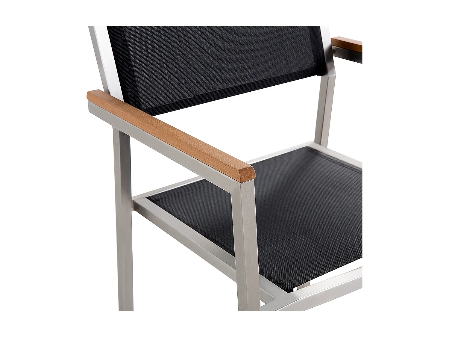 Modernes Gartenmöbel Set Tisch 180cm Eukalyptusholz 6 Stühle in Schwarz Grosseto