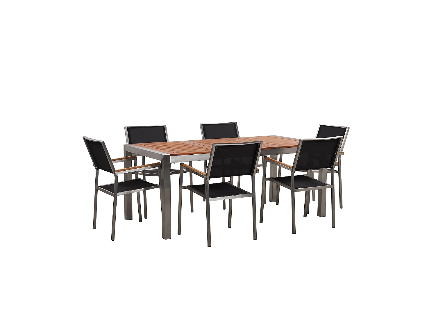 Salle à manger de jardin 6 places GROSSETO Bois d'eucalyptus Marron/noir
