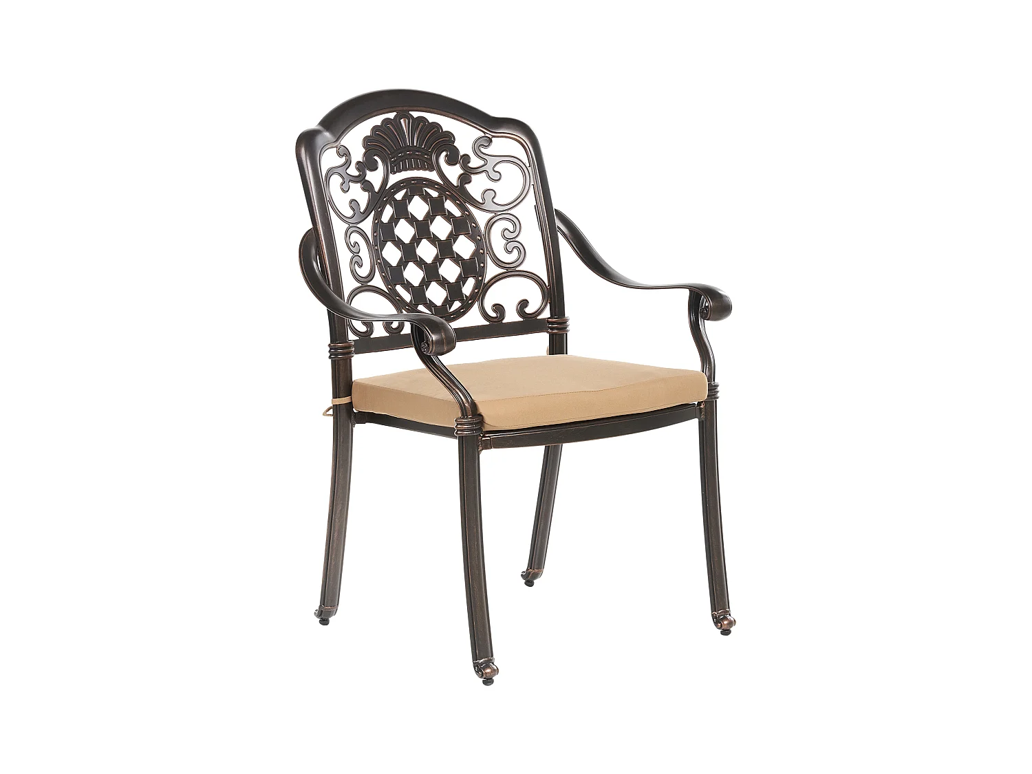 Set da pranzo da giardino 4 posti SALENTO con cuscini Metallo Marrone scuro