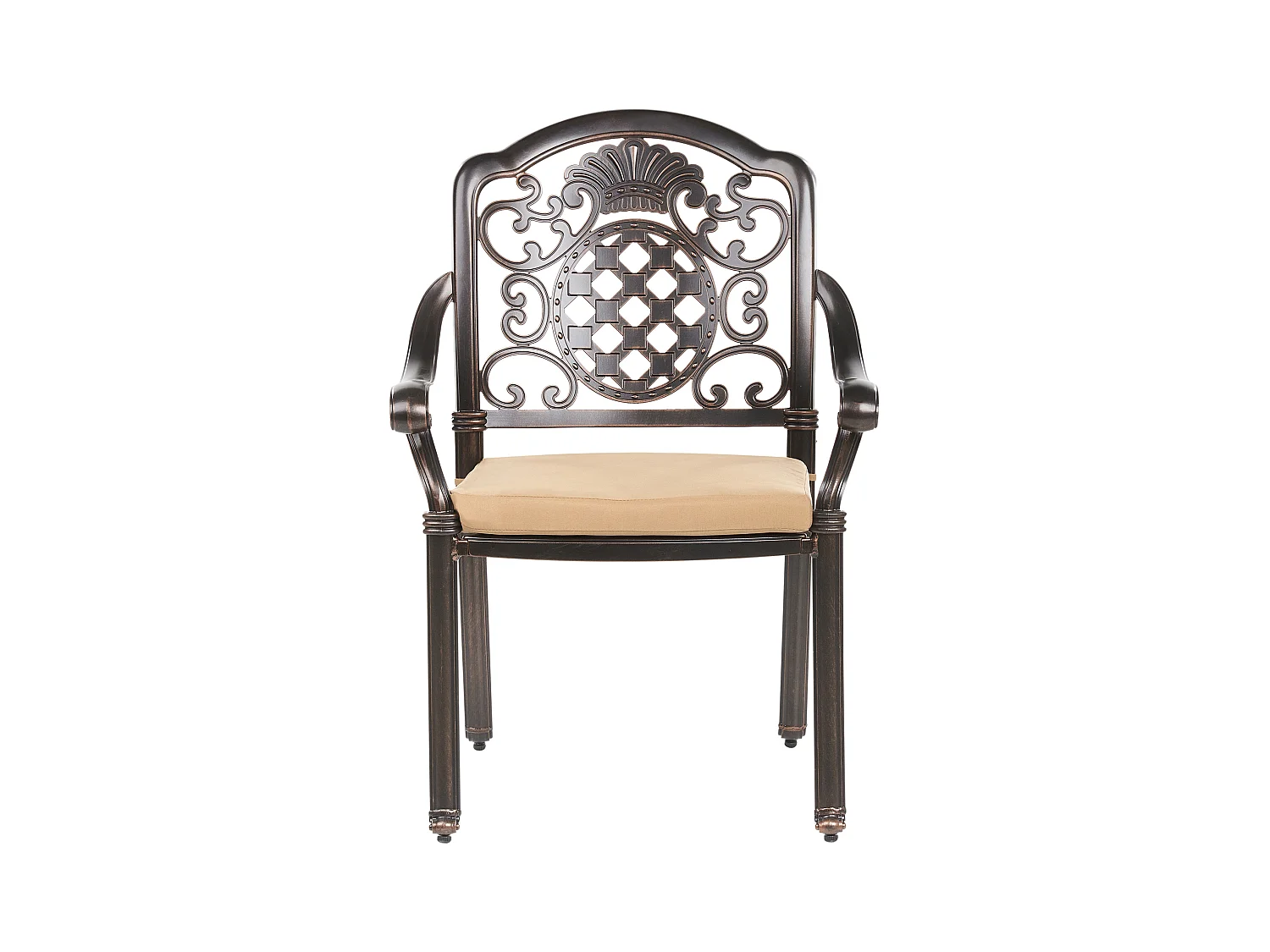 Set da pranzo da giardino 4 posti SALENTO con cuscini Metallo Marrone scuro