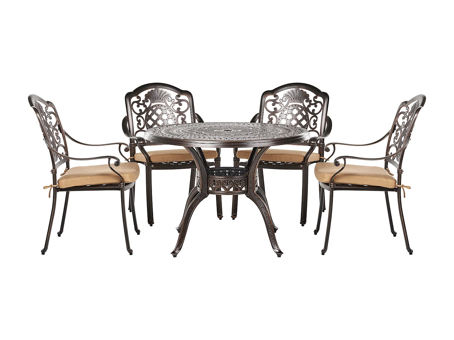 Conjunto de refeições de jardim 4 lugares SALENTO com almofadas Metal Castanho escuro