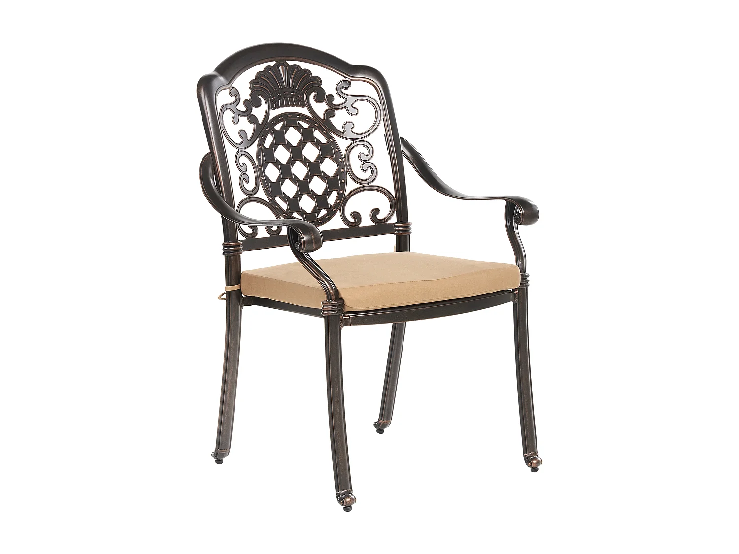 Conjunto de refeições de jardim 4 lugares SALENTO com almofadas Metal Castanho escuro