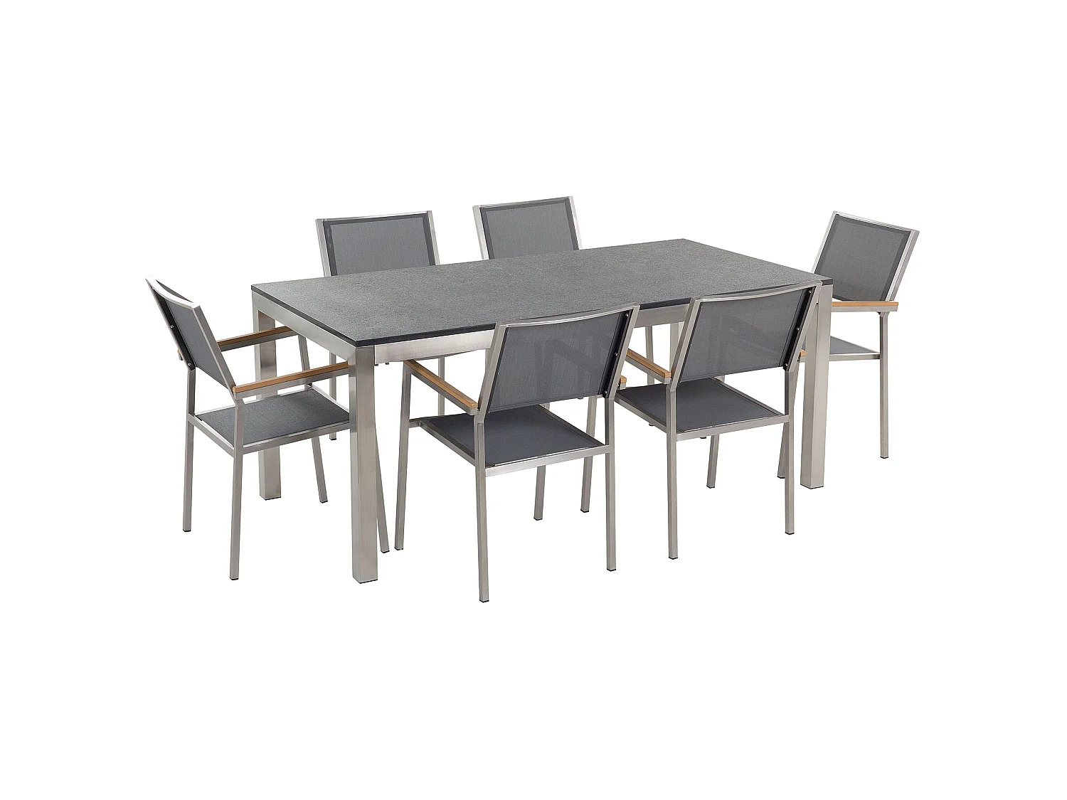 Gartenmöbel Set 6-Sitzer GROSSETO Granit geflammter Schwarz / Grau