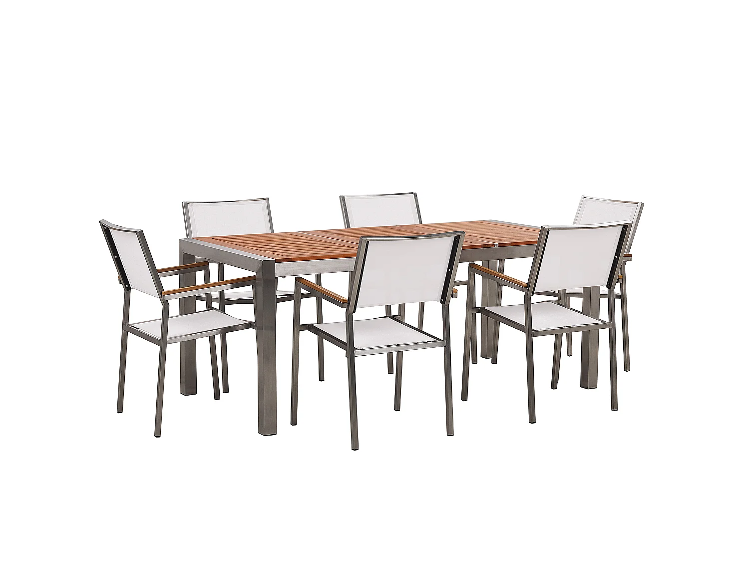 Salle à manger de jardin 6 places GROSSETO Bois d\'eucalyptus Marron/blanc