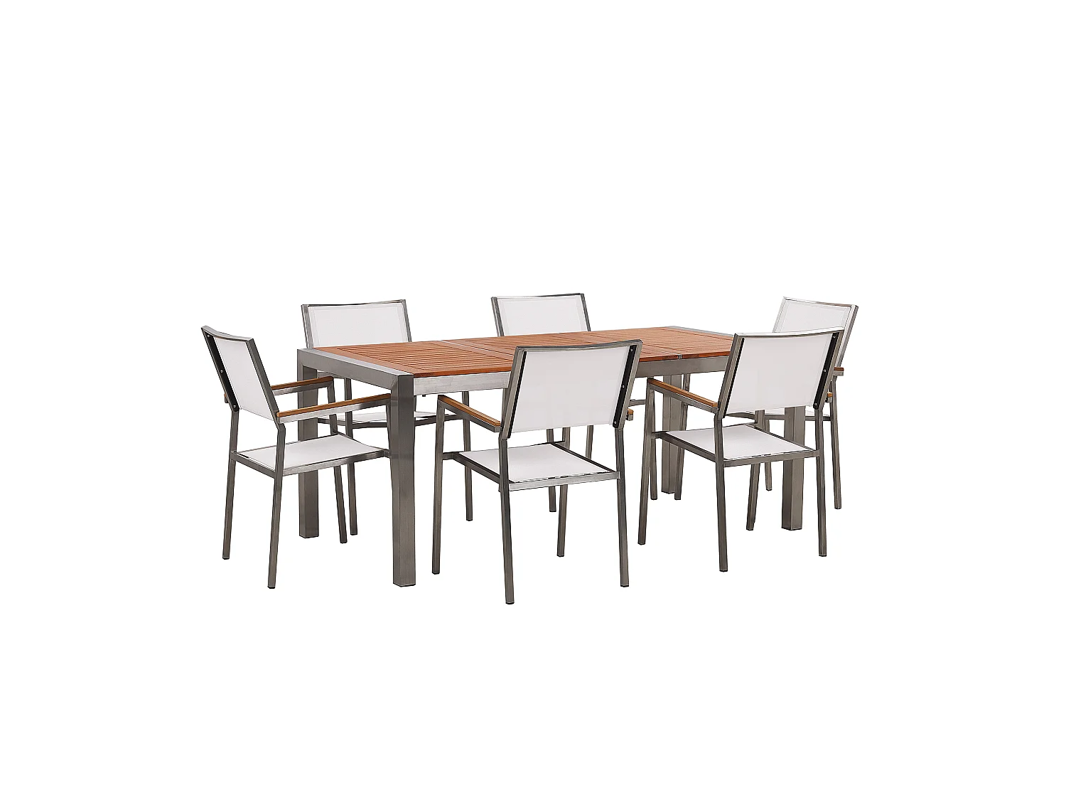 Salle à manger de jardin 6 places GROSSETO Bois d'eucalyptus Marron/blanc