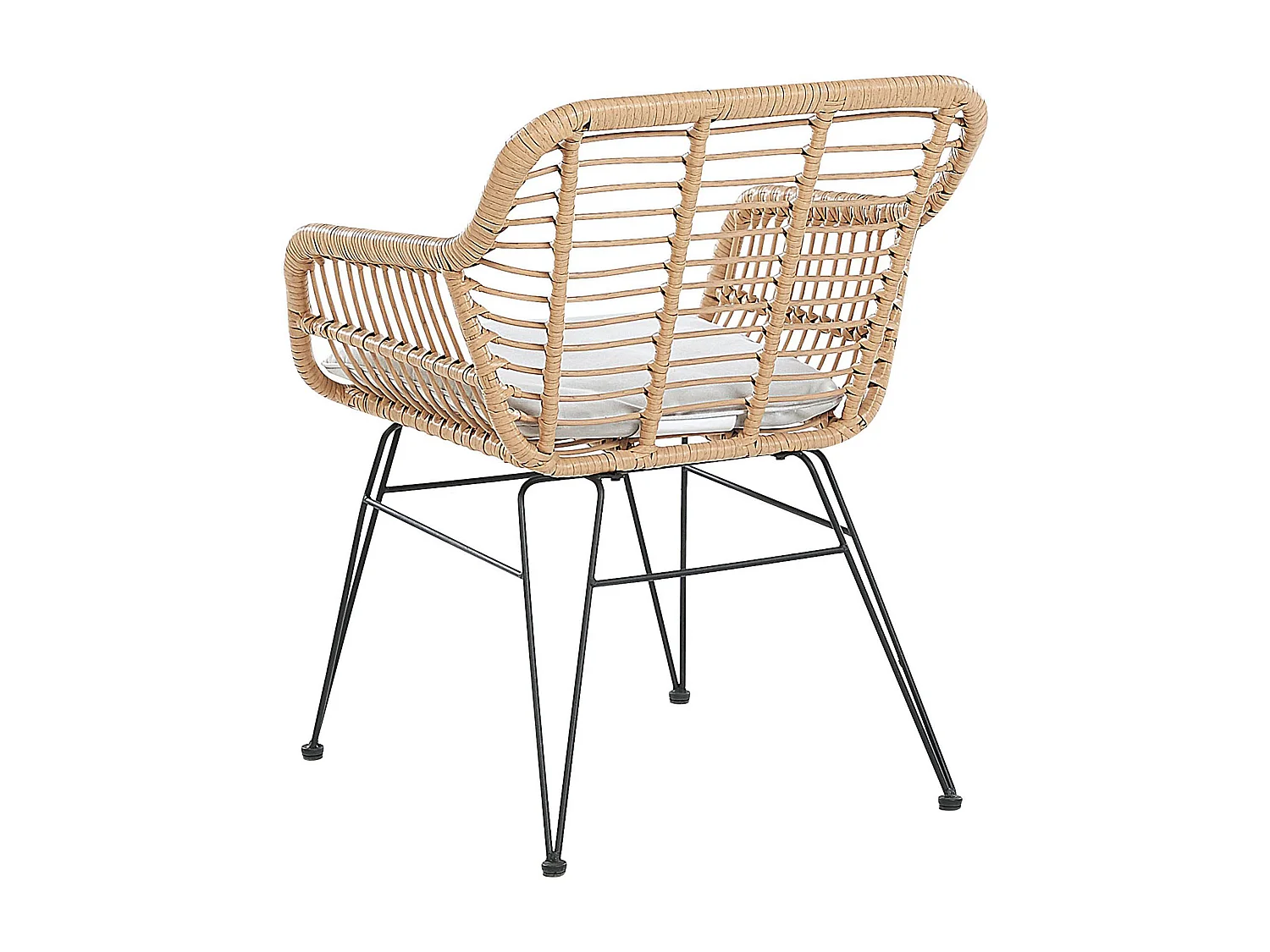 Gemütliches Balkonset Rattan/Stahl 2 Stühle 1 Tisch hellgraue Auflagen Trestina