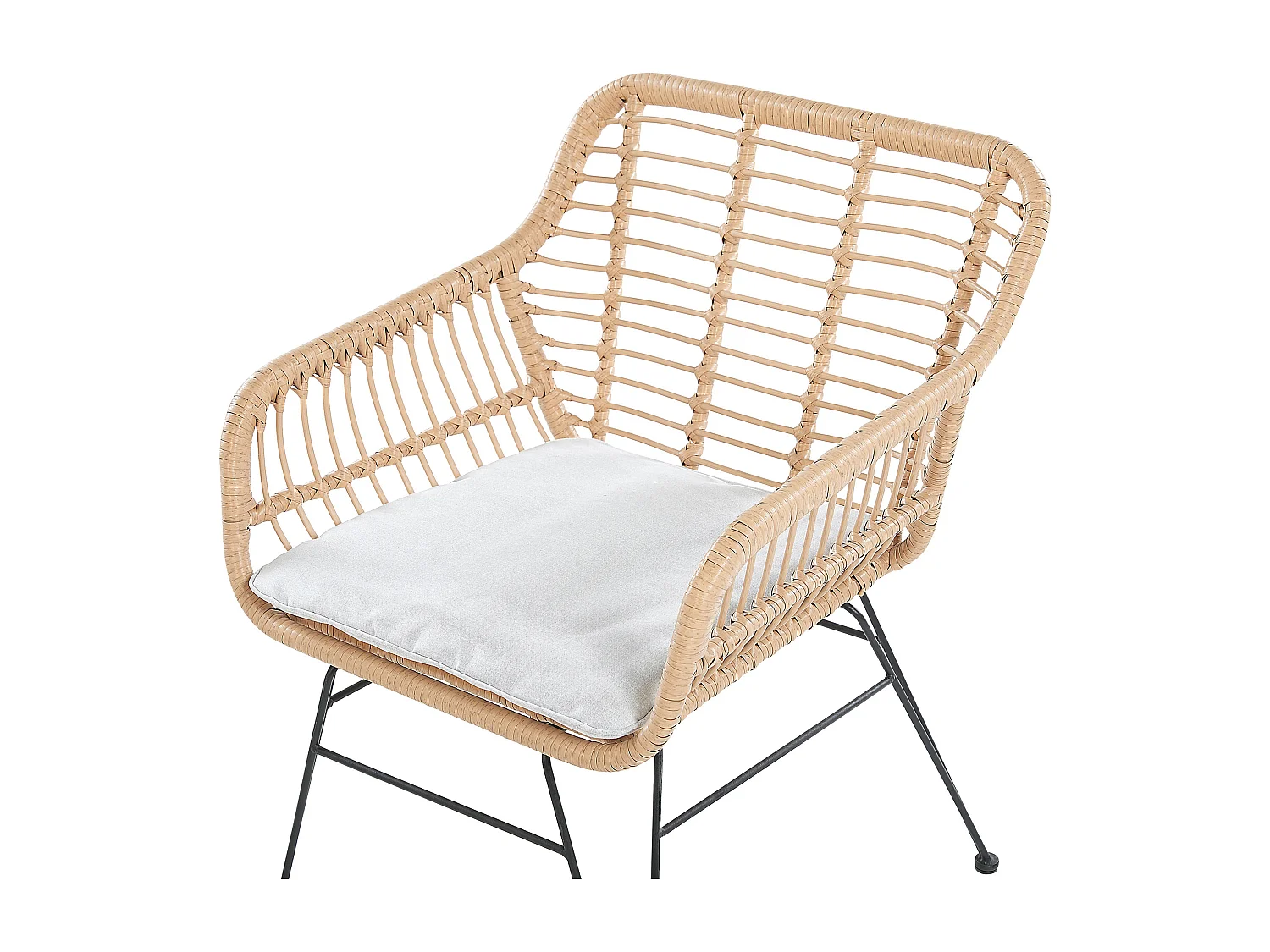 Gemütliches Balkonset Rattan/Stahl 2 Stühle 1 Tisch hellgraue Auflagen Trestina