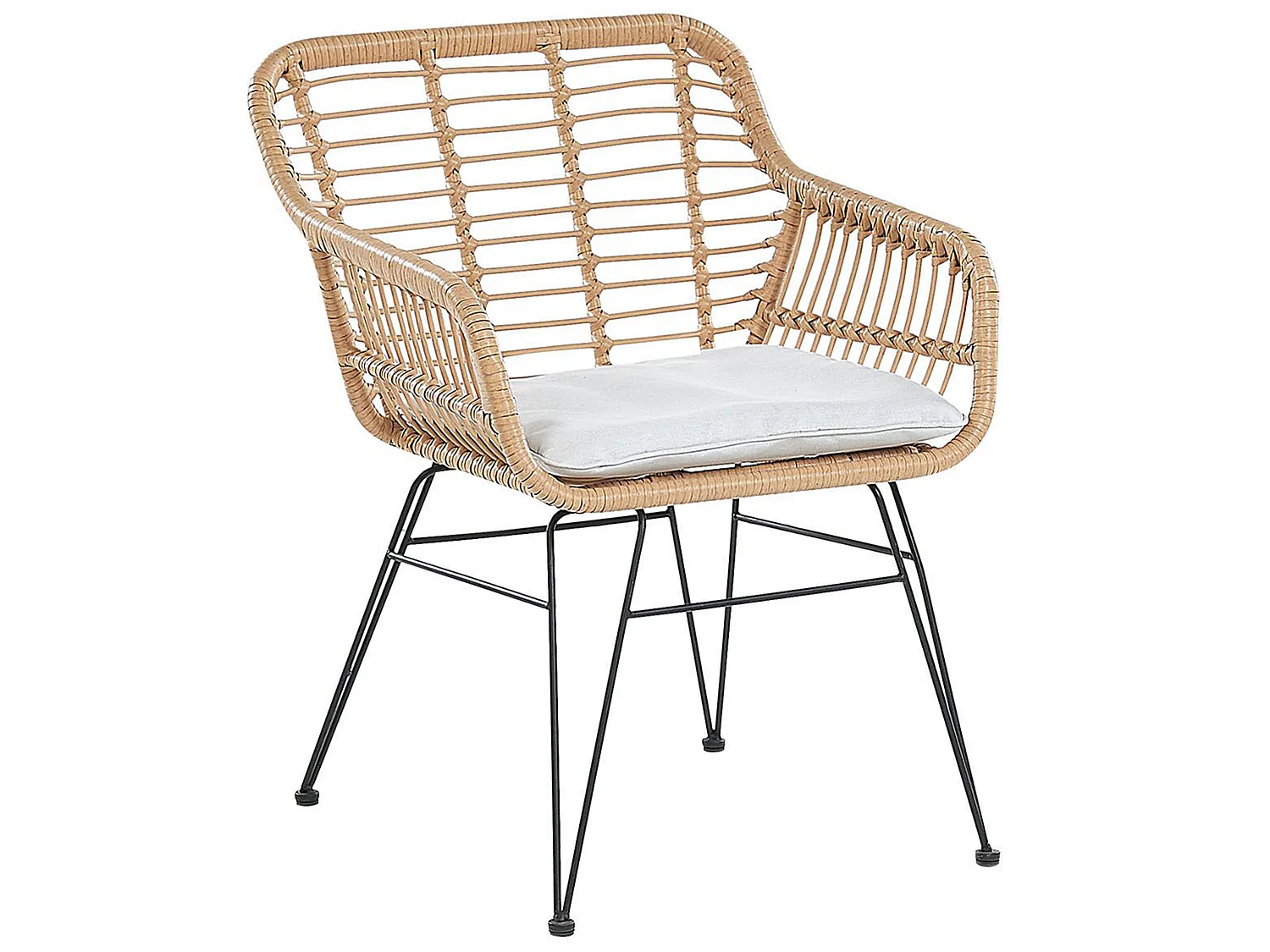 Bistro Set with Cushions TRESTINA PE Rattan Light Brown