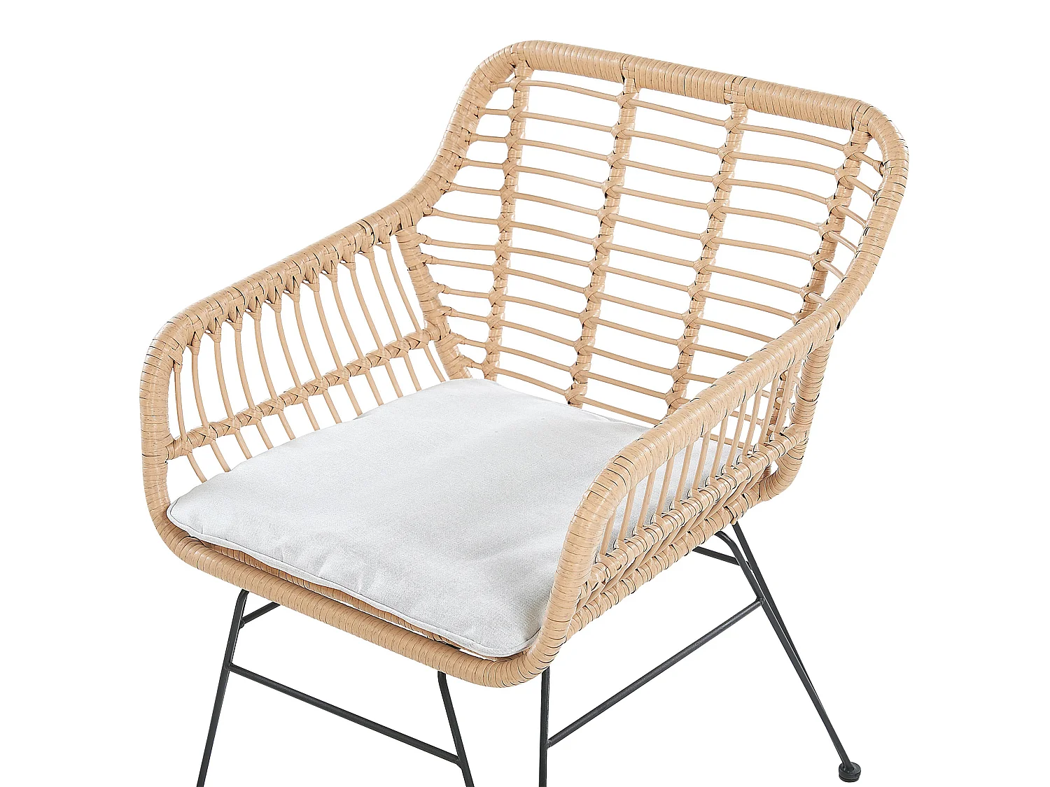 Bistro Set with Cushions TRESTINA PE Rattan Light Brown