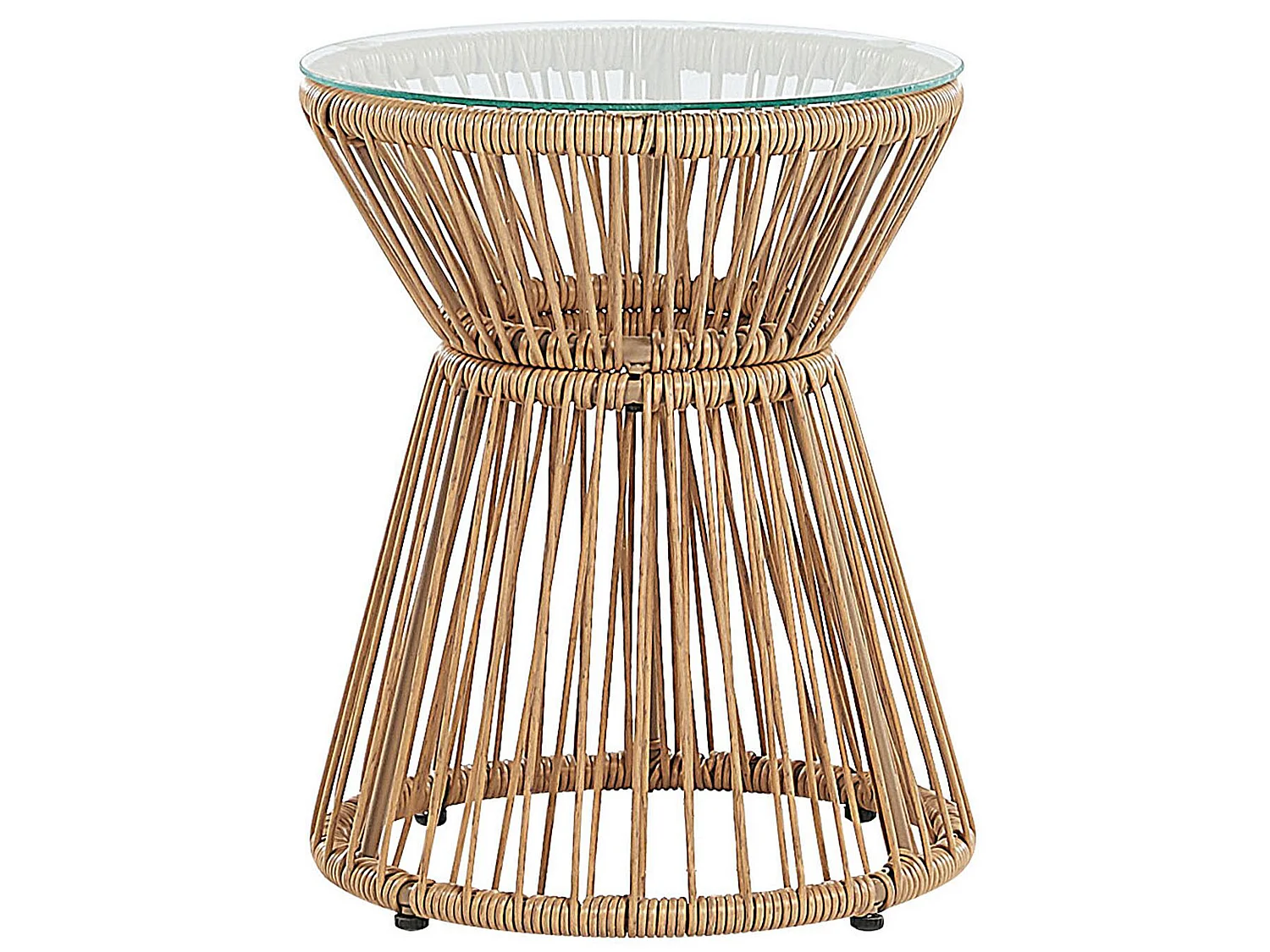 Bistro Set with Cushions TRESTINA PE Rattan Light Brown