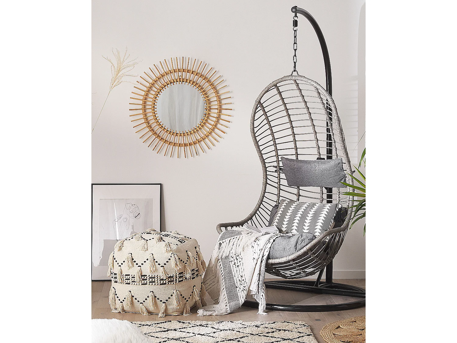 Fauteuil suspendu avec support PINETO Gris