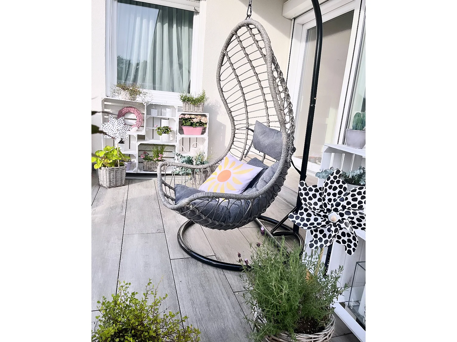 Fauteuil suspendu avec support PINETO Gris