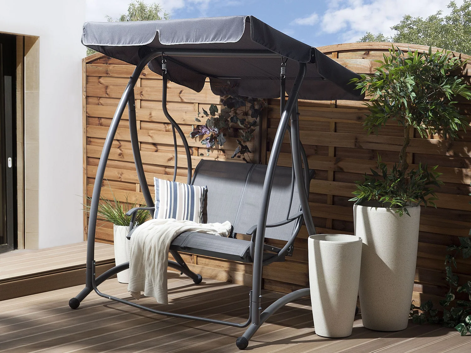 Balancelle de jardin TESERO Métal Gris