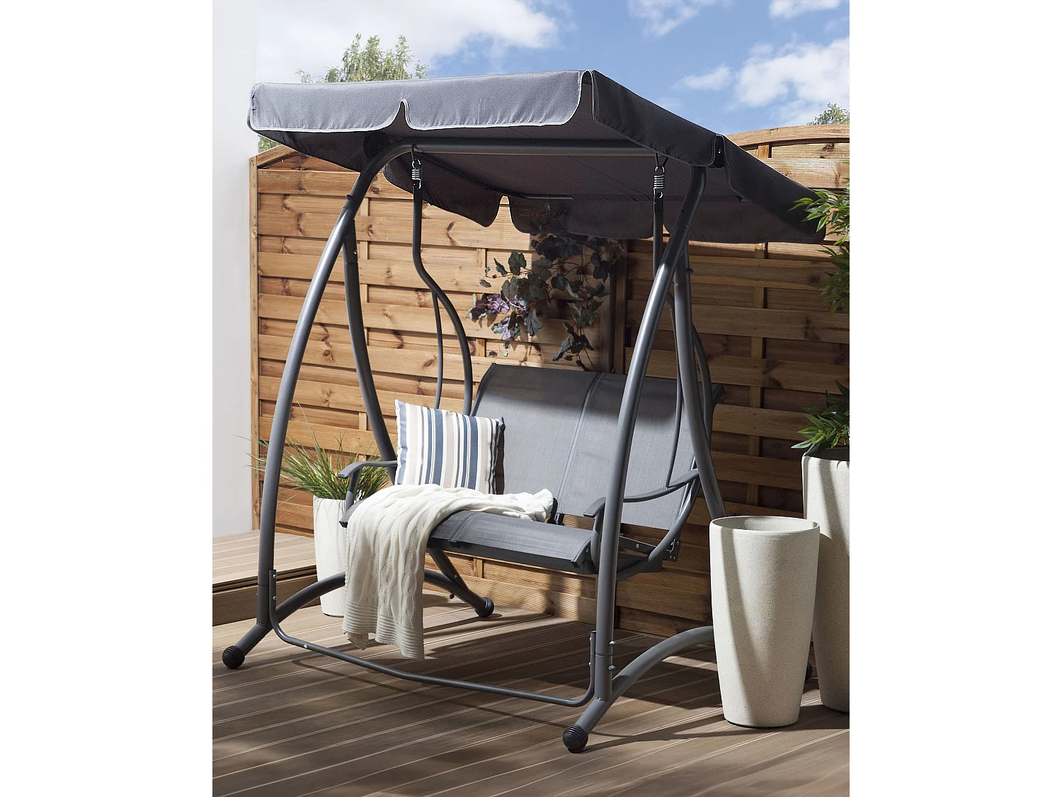 Balancelle de jardin TESERO Métal Gris