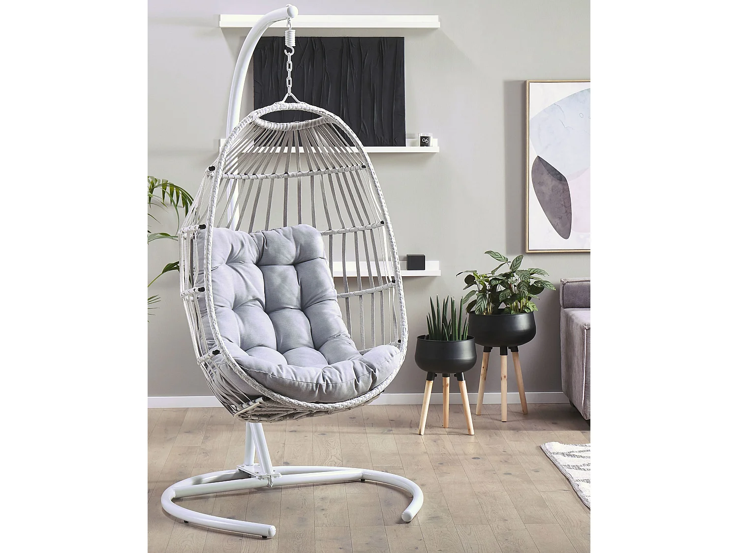 Poltrona sospesa con supporto da pavimento SESIA Grigio chiaro