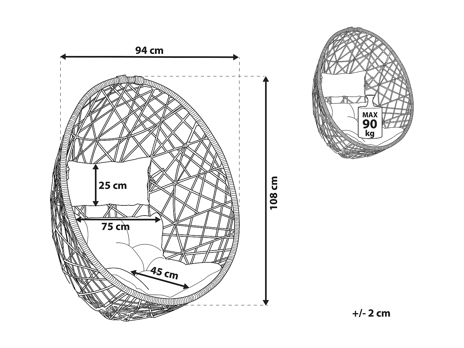 Hangstoel ALATRI Zwart