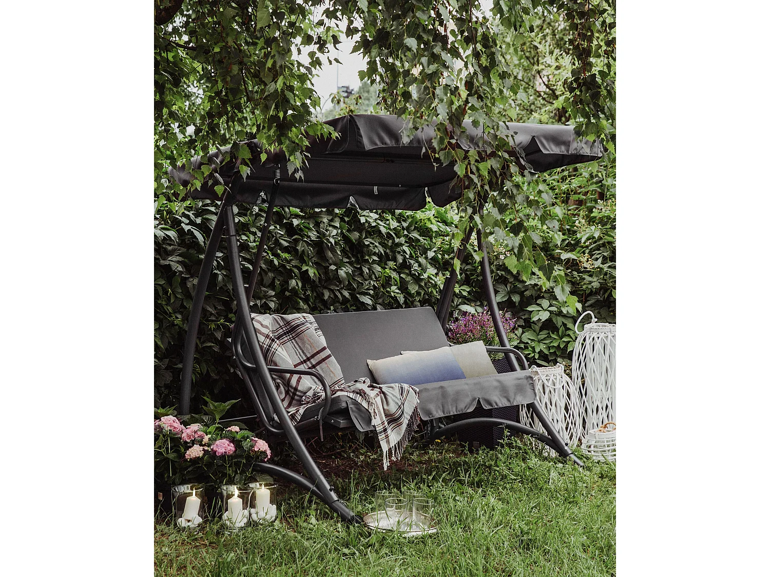 Balancelle de jardin TEMPLE Métal Gris foncé