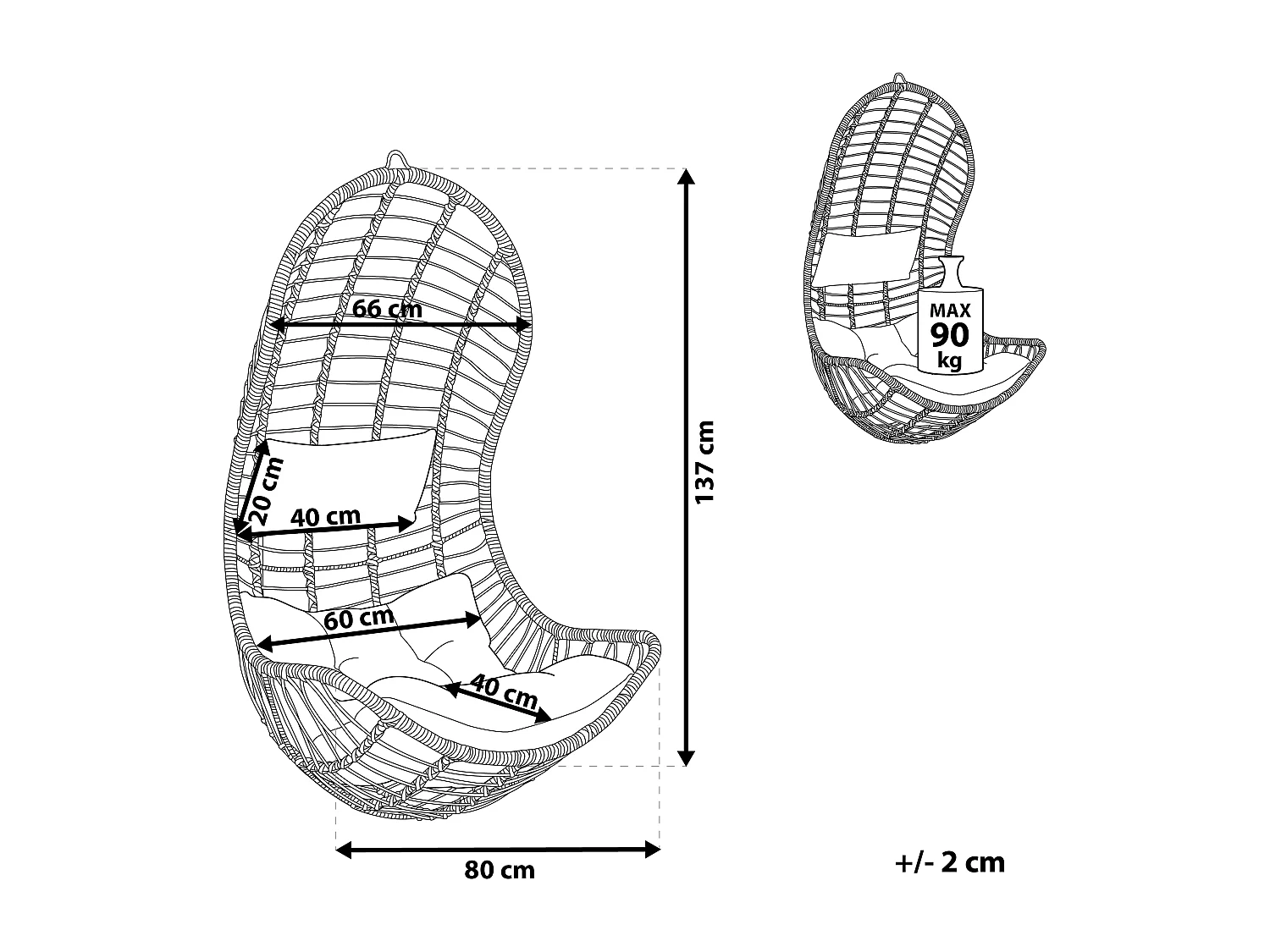Hängesessel PINETO Polyrattan Grau
