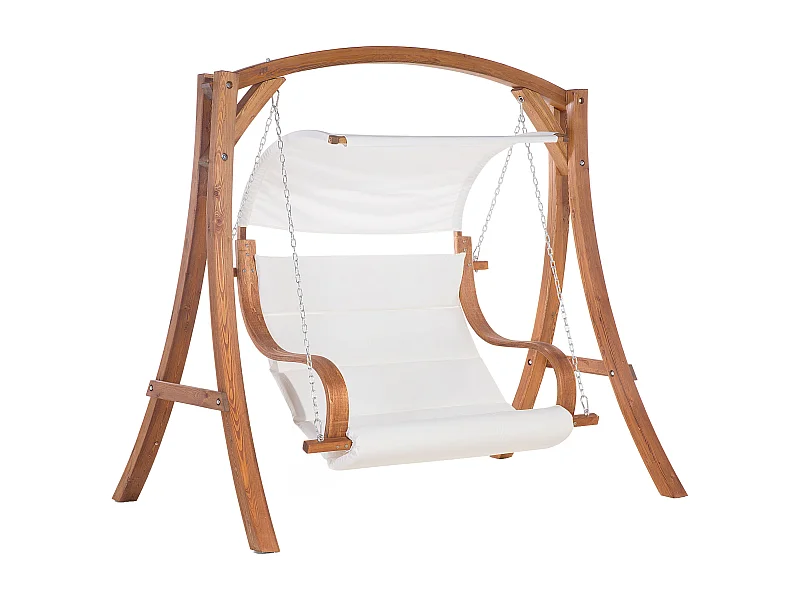 Gartenschaukel Lärchenholz dunkelbraun Sonnendach beige für 2 Personen Aprilia