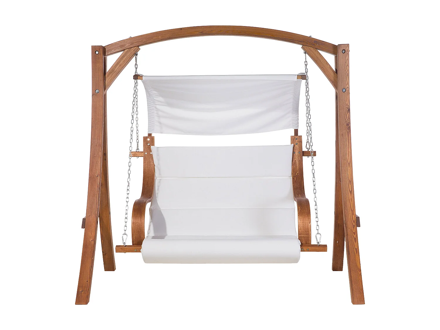 Gartenschaukel Lärchenholz dunkelbraun Sonnendach beige für 2 Personen Aprilia