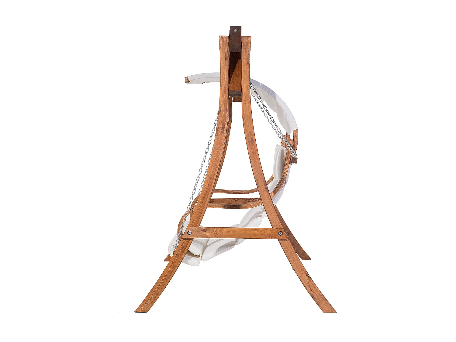 Gartenschaukel Lärchenholz dunkelbraun Sonnendach beige für 2 Personen Aprilia