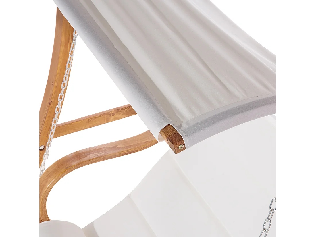 Gartenschaukel Lärchenholz dunkelbraun Sonnendach beige für 2 Personen Aprilia