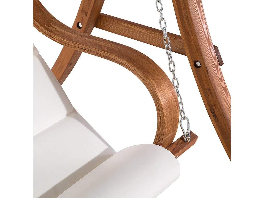 Gartenschaukel Lärchenholz dunkelbraun Sonnendach beige für 2 Personen Aprilia