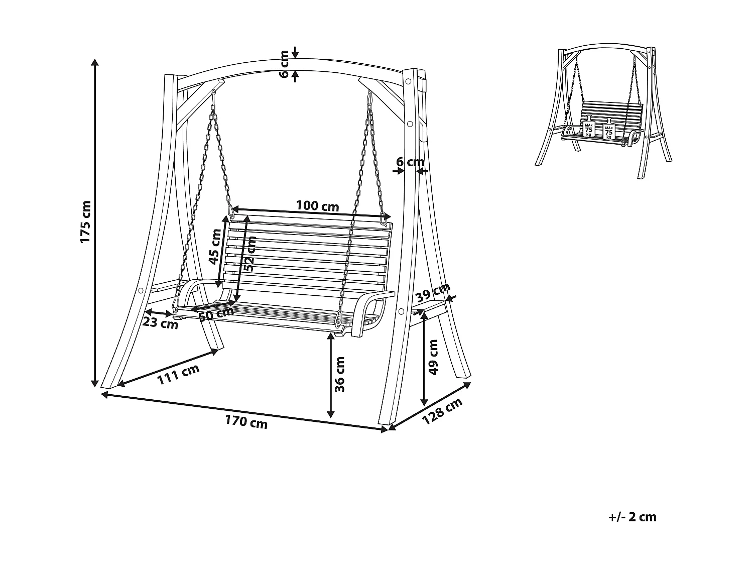 Balancelle de jardin NOVARA Marron