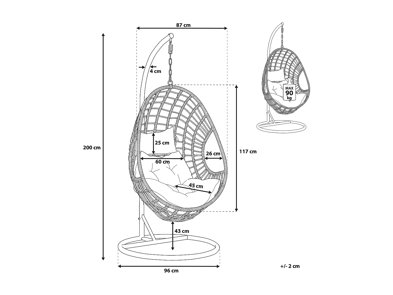Hangstoel met standaard ARPINO Beige