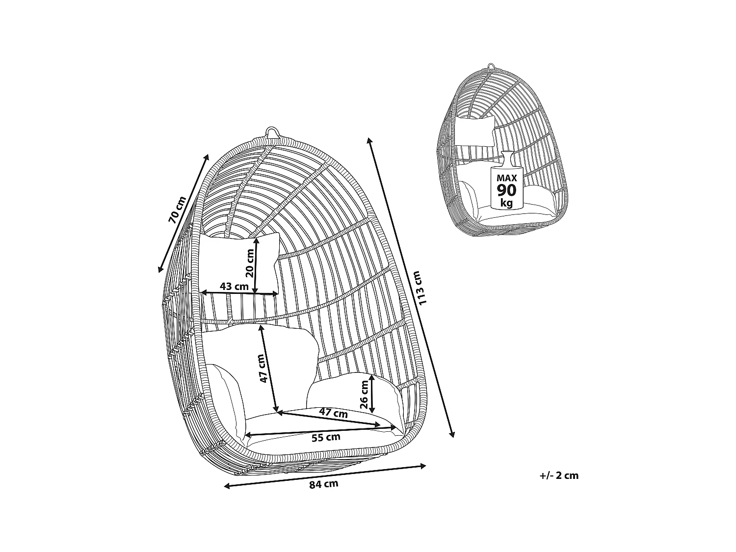 Fotel wiszący CASOLI Technorattan Naturalny
