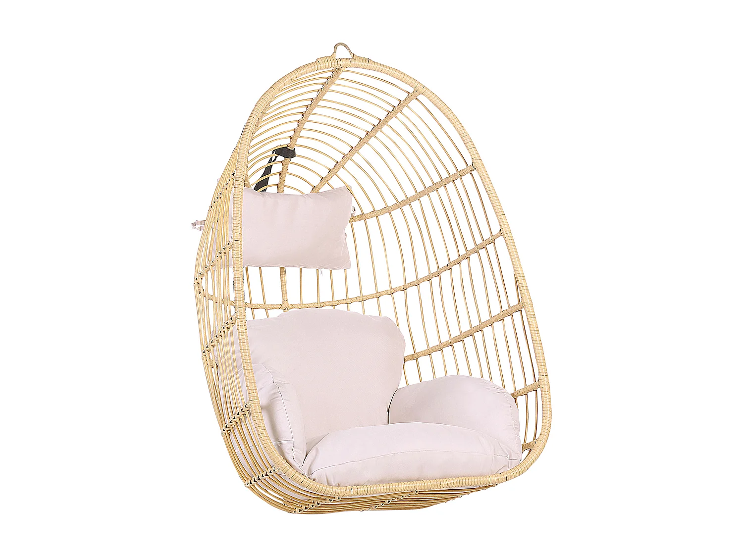 Moderner Hängekorbsessel Rattan ohne Gestell inkl. Kissen Beige Casoli