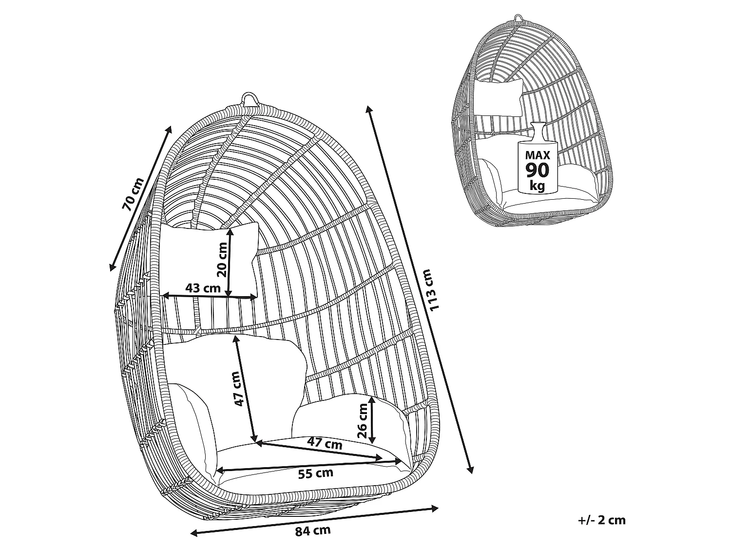 Hängesessel CASOLI Polyrattan Naturfarben