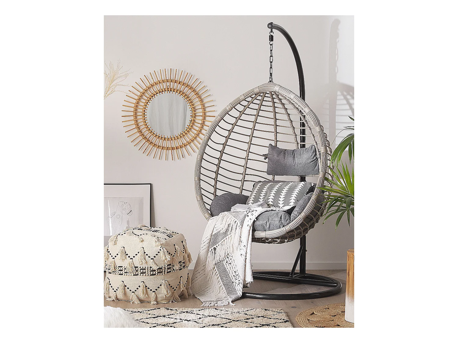 Fauteuil suspendu avec support TOLLO Gris