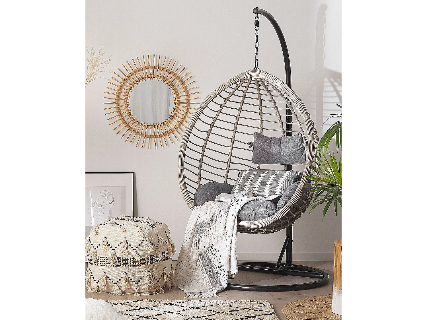 Fauteuil suspendu avec support TOLLO Gris