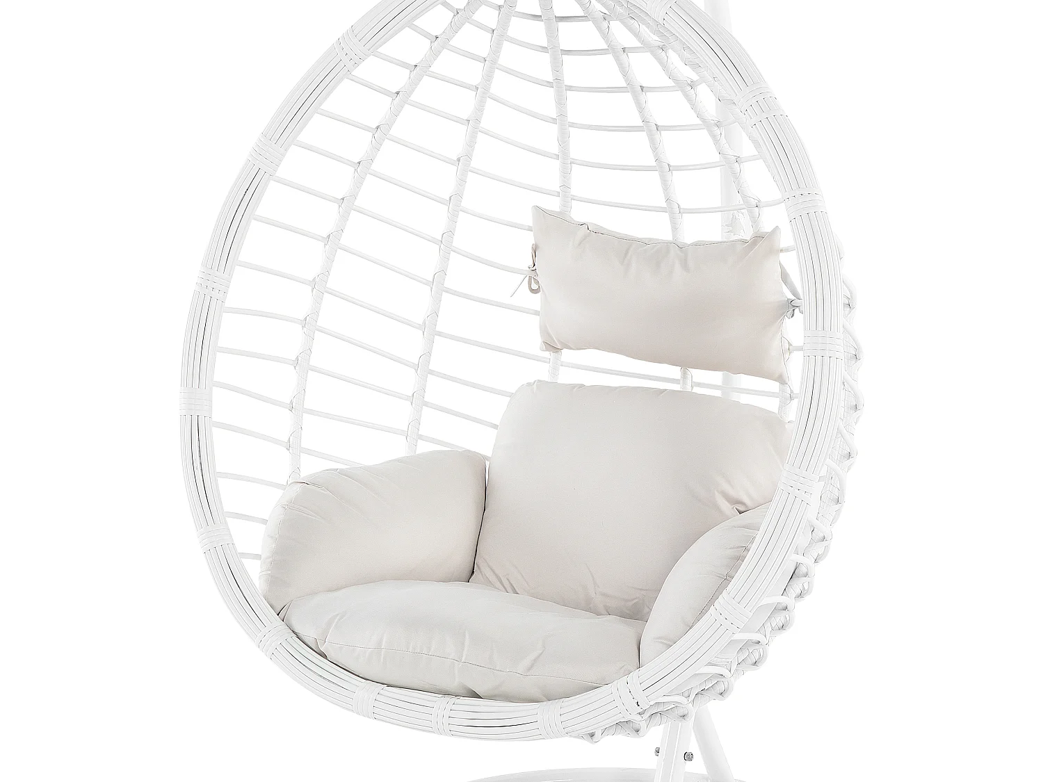 Hängesessel mit weißem Gestell inkl. Kissen Hängestuhl Korb Schwebesessel Fano