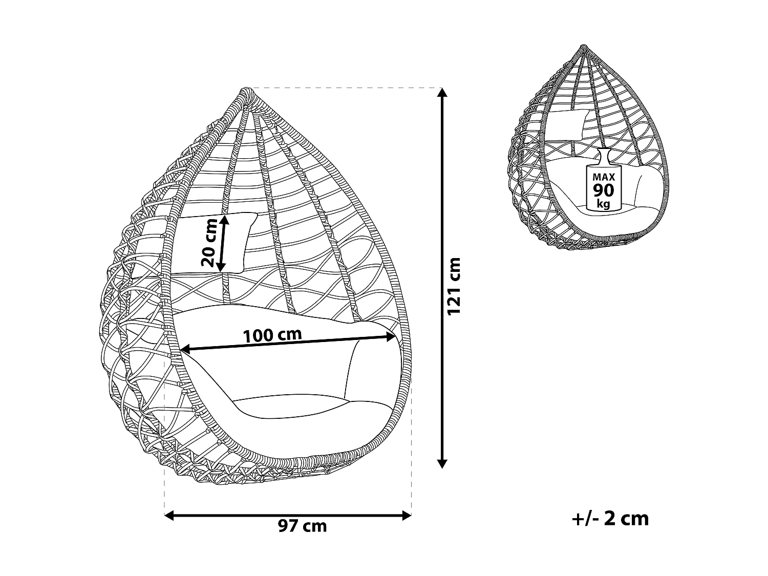 Hangstoel ARSITA Grijs