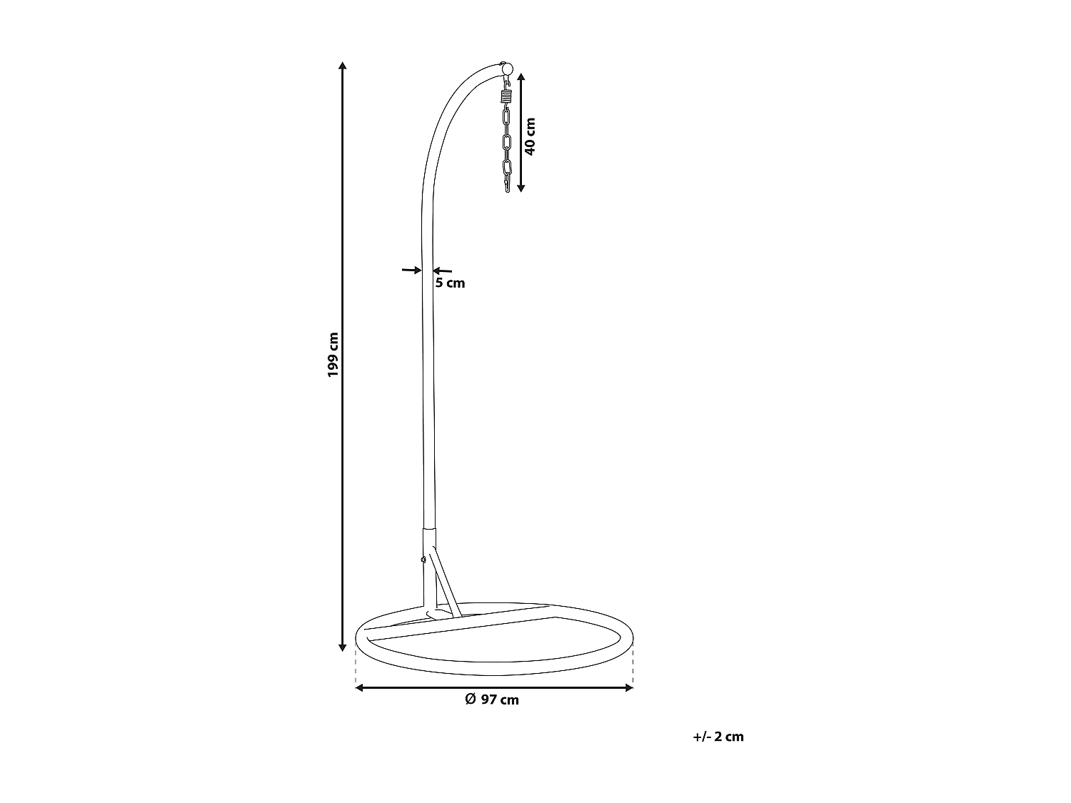 Support pour fauteuil suspendu STAN Métal Noir