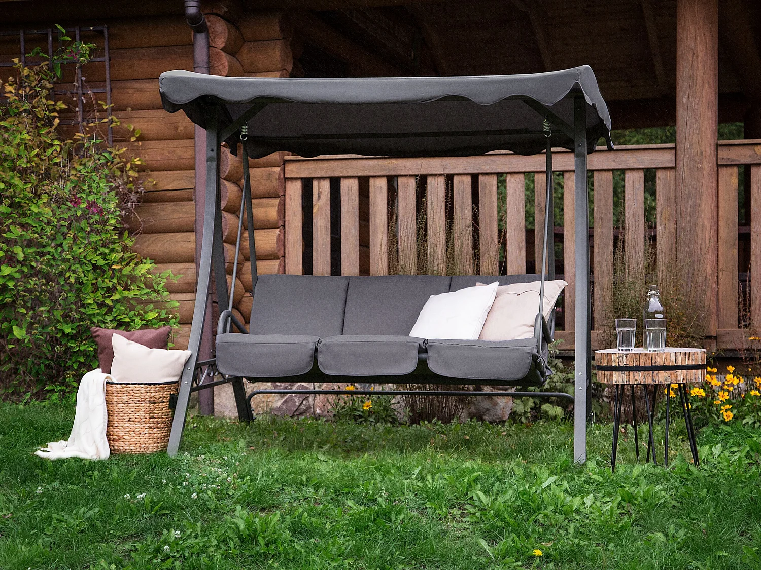 Balancelle de jardin GARBO Métal Gris foncé